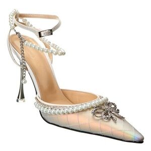 Mach & Mach Bow of Elizabeth Iridescent Faux Pearl  Sandals